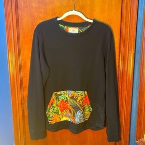 Black floral pocket sweater